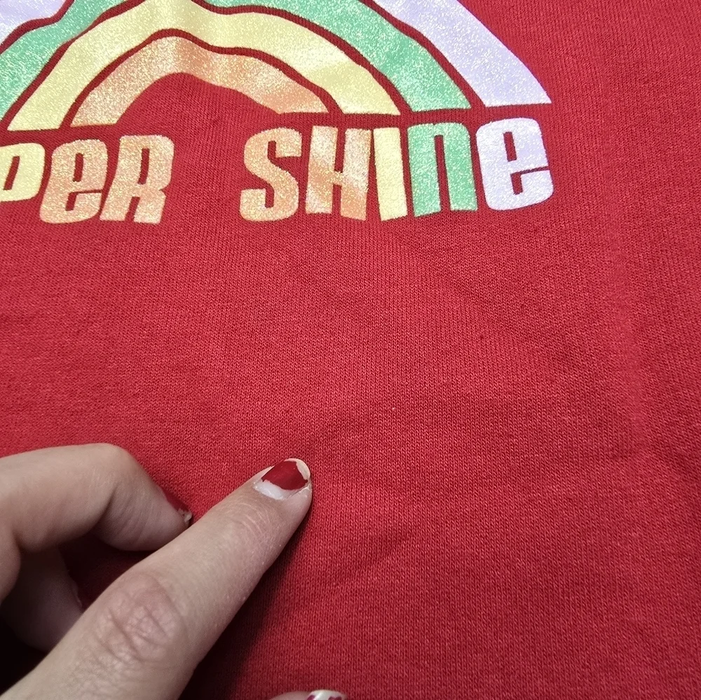 hanes girls super shine red crew neck sweater size large 10-12